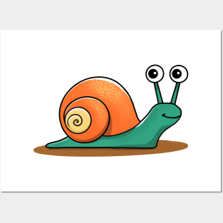 cute cartoony snail Posters and Art